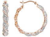 White Diamond Accent Rhodium, 14k Yellow And Rose Gold Over Bronze Set of 3 Hoop Earrings
