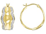 White Diamond Accent 14k Yellow Gold Over Bronze Hoop Earrings
