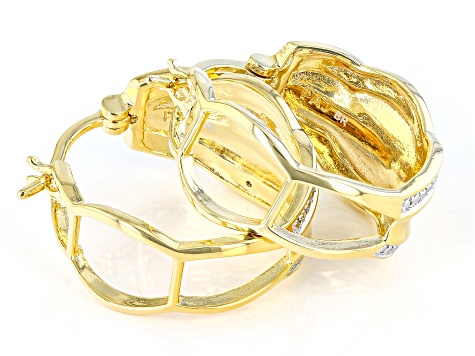 White Diamond Accent 14k Yellow Gold Over Bronze Hoop Earrings