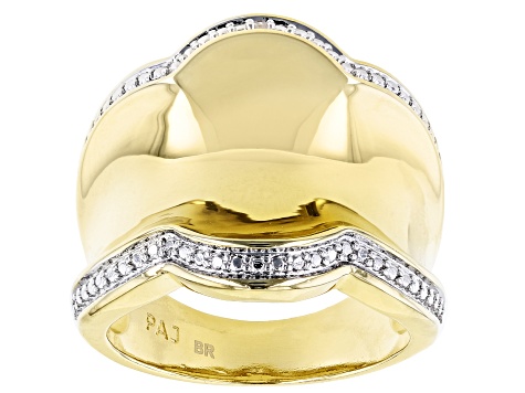 White Diamond Accent 14k Yellow Gold Over Bronze Wide Band Ring