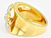 White Diamond Accent 14k Yellow Gold Over Bronze Wide Band Dragonfly Ring