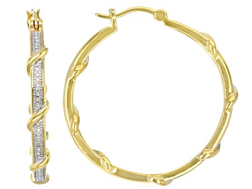 Picture of White Diamond Accent 14k Yellow Gold Over Bronze Inside-Out Hoop Earrings
