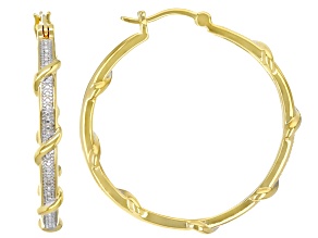 White Diamond Accent 14k Yellow Gold Over Brass Inside-Out Hoop Earrings