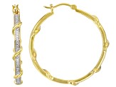 White Diamond Accent 14k Yellow Gold Over Bronze Inside-Out Hoop Earrings