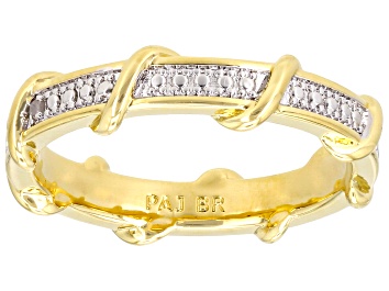 Picture of White Diamond Accent 14k Yellow Gold Over Bronze Band Ring