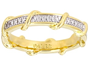 White Diamond Accent 14k Yellow Gold Over Brass Band Ring