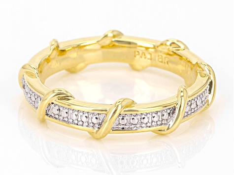 White Diamond Accent 14k Yellow Gold Over Brass Band Ring