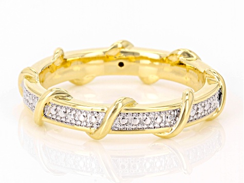 White Diamond Accent 14k Yellow Gold Over Bronze Band Ring