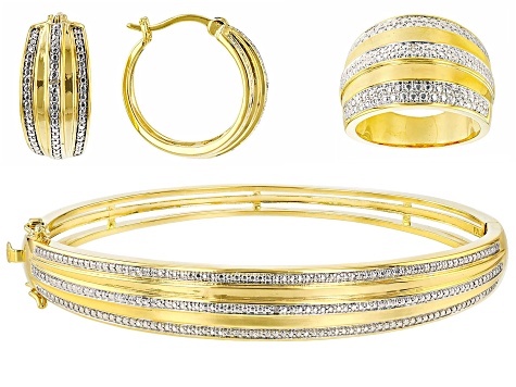 Bronze Glass Bead and Sparkly Triple Metallic Bracelet Set - MK Designs