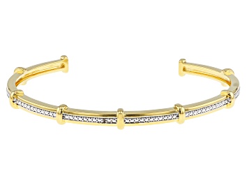 Picture of White Diamond Accent 14k Yellow Gold Over Bronze Cuff Bracelet