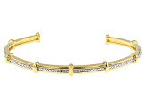 White Diamond Accent 14k Yellow Gold Over Bronze Cuff Bracelet