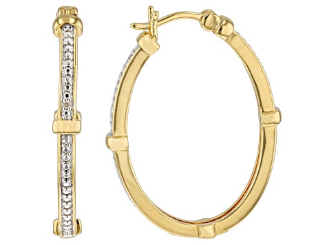 White Diamond Accent 14k Yellow Gold Over Bronze Hoop Earrings