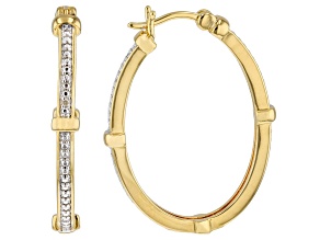 White Diamond Accent 14k Yellow Gold Over Brass Hoop Earrings