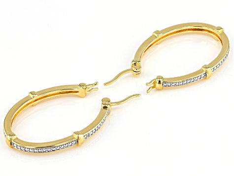 White Diamond Accent 14k Yellow Gold Over Bronze Hoop Earrings