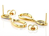 White Diamond Accent 14k Yellow Gold Over Bronze Dangle Earrings