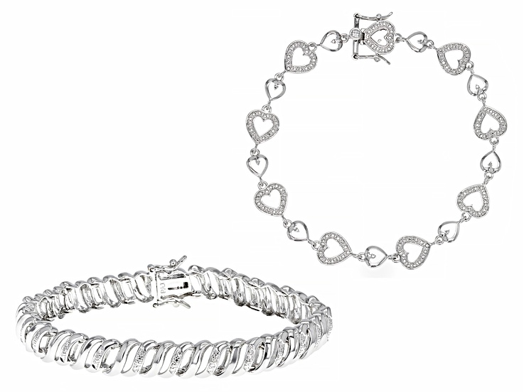 アンクレット Tirr Lirr Point Dew Silver White Bracelet TASSVW06784M3 Sterling Silver 13.34cttw Drusy 'X and O' Link Bracelet