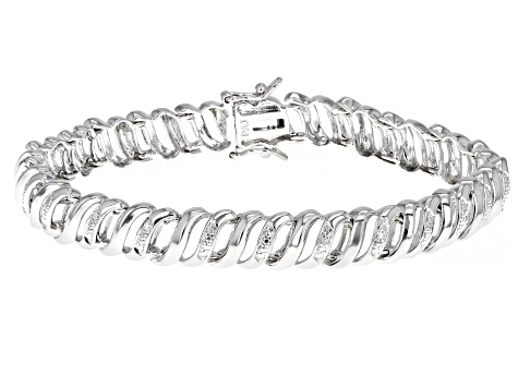 White Diamond Accent Rhodium Over Bronze Set of 2 Tennis Bracelets
