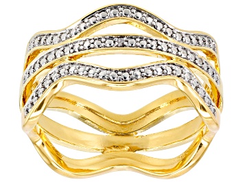Picture of White Diamond Accent 14k Yellow Gold Over Bronze Band Ring