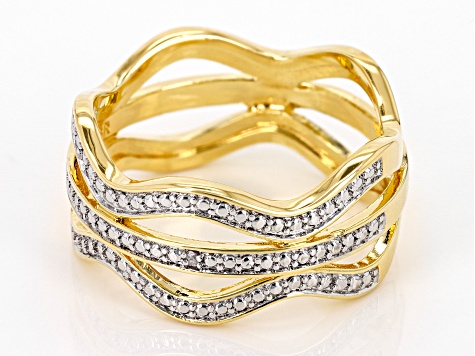 White Diamond Accent 14k Yellow Gold Over Bronze Band Ring