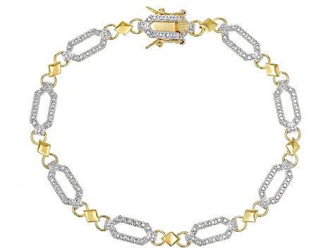 White Diamond Accent 14k Yellow Gold Over Bronze Tennis Bracelet