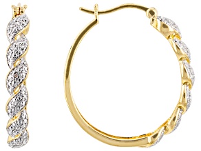 White Diamond Accent 14k Yellow Gold Over Bronze Hoop Earrings
