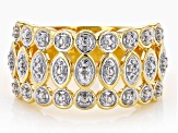 White Diamond Accent 14k Yellow Gold Over Bronze Wide Band Ring