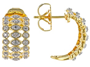 White Diamond Accent 14k Yellow Gold Over Bronze Drop Earrings