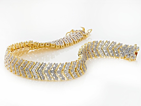 White Diamond Accent 14k Yellow Gold Over Bronze Tennis Bracelet