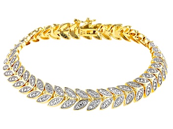 Picture of White Diamond 14k Yellow Gold Over Bronze Tennis Bracelet