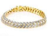 White Diamond 14k Yellow Gold Over Bronze Tennis Bracelet