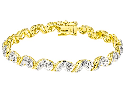 White Diamond Accent 14k Yellow Gold Over Bronze Tennis Bracelet