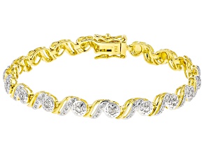 White Diamond Accent 14k Yellow Gold Over Bronze Tennis Bracelet
