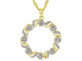 White Diamond Accent 14k Yellow Gold Over Bronze Circle Pendant With 18" Singapore Chain