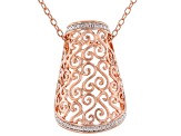 White Diamond Accent 14k Rose Gold Over Bronze Slide Pendant With 18" Cable Chain