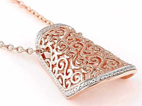 White Diamond Accent 14k Rose Gold Over Bronze Slide Pendant With 18" Cable Chain