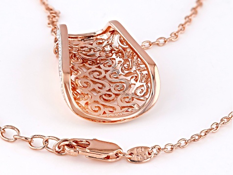 White Diamond Accent 14k Rose Gold Over Bronze Slide Pendant With 18" Cable Chain