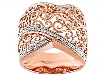 Picture of White Diamond Accent 14k Rose Gold Over Bronze Crossover Ring