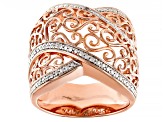 White Diamond Accent 14k Rose Gold Over Bronze Crossover Ring