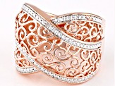 White Diamond Accent 14k Rose Gold Over Bronze Crossover Ring