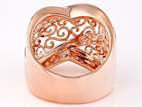 White Diamond Accent 14k Rose Gold Over Bronze Crossover Ring