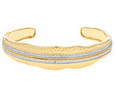 White Diamond Accent 14k Yellow Gold Over Bronze Cuff Bracelet