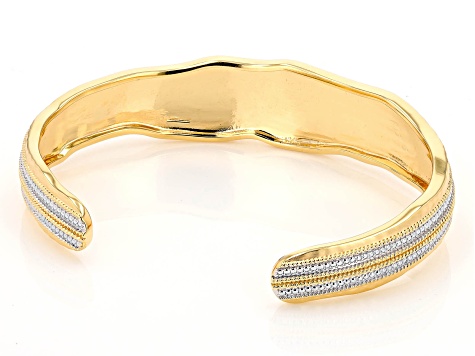 White Diamond Accent 14k Yellow Gold Over Bronze Cuff Bracelet