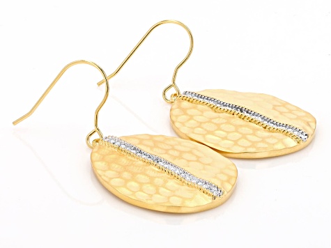 White Diamond Accent 14k Yellow Gold Over Bronze Dangle Earrings