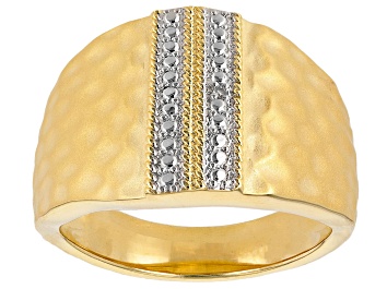 Picture of White Diamond Accent 14k Yellow Gold Over Bronze Wide Band Ring