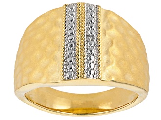 White Diamond Accent 14k Yellow Gold Over Bronze Wide Band Ring