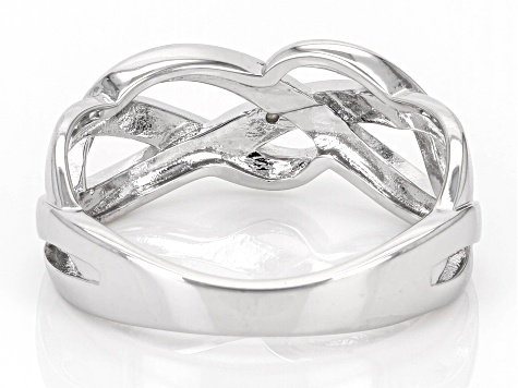 White Diamond Accent Rhodium Over Bronze Crossover Band Ring