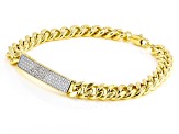 White Diamond 14k Yellow Gold Over Bronze Station Bracelet 0.10ctw