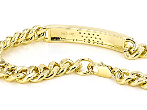 White Diamond 14k Yellow Gold Over Bronze Station Bracelet 0.10ctw