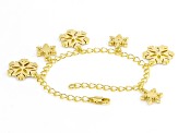 White Diamond Accent 14k Yellow Gold Over Bronze Snowflake Charm Bracelet