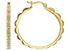 White Diamond Accent 14k Yellow Gold Over Bronze Hoop Earrings